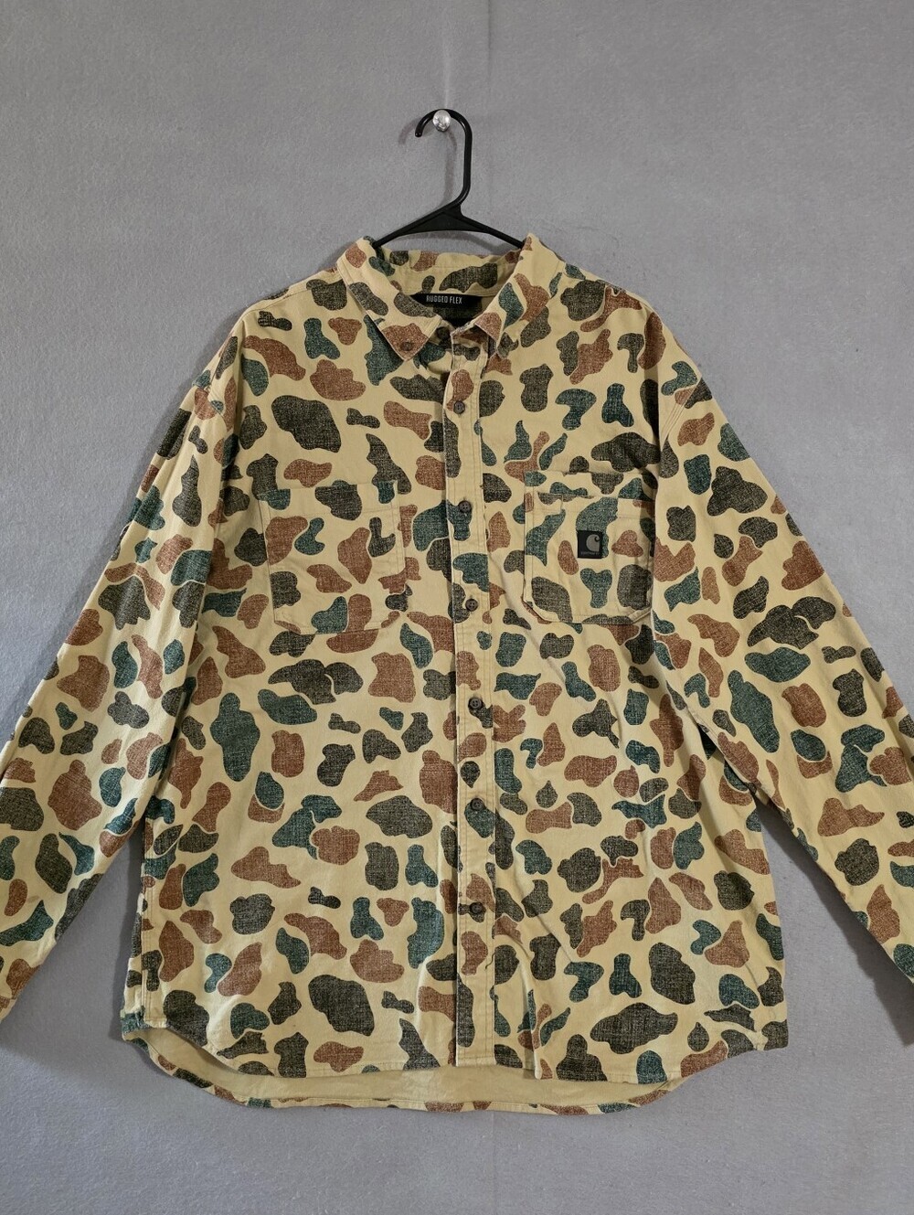 Carhartt Rugged Flex Midweight Camo Flannel Button Down Shirt 105585 Size XL